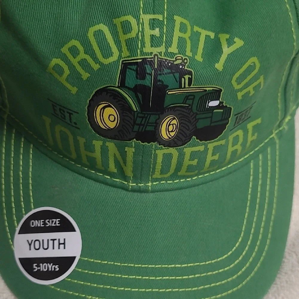 John Deere Green Youth & Black/White Adult Hats‎ NWT Papa/Child